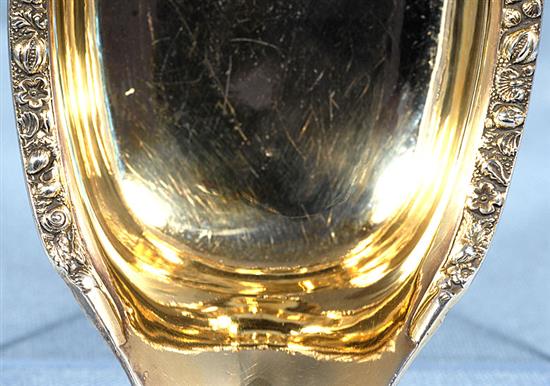 A George III silver and gilt pap boat, by George Knight, Length 151mm Weight 3.4oz/106grms